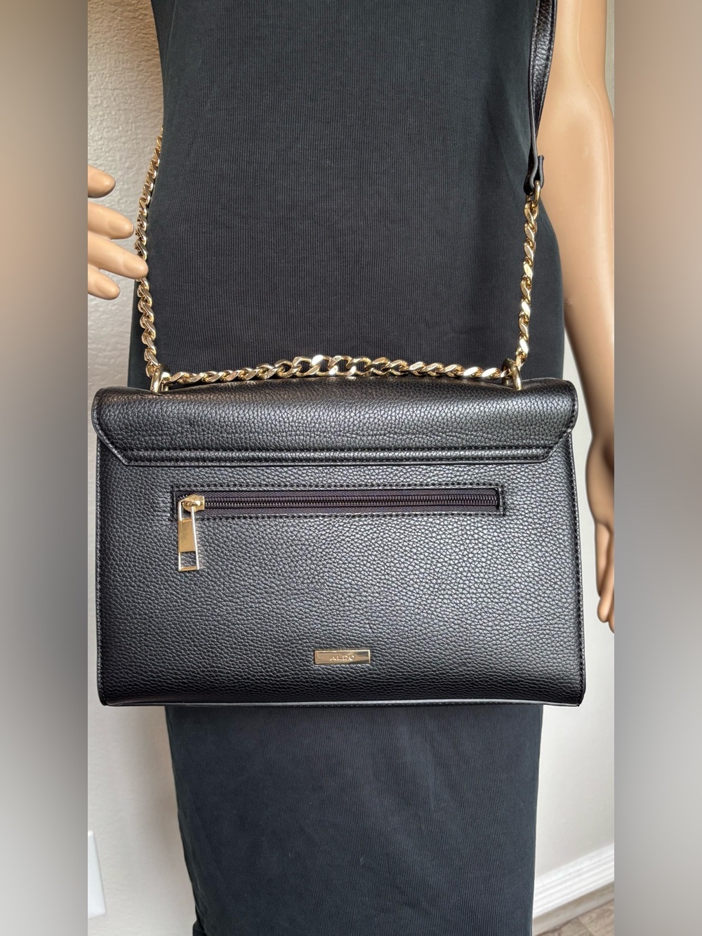 Aldo Black Crossbody Bag with Gold Hardware - Picture 6 of 13